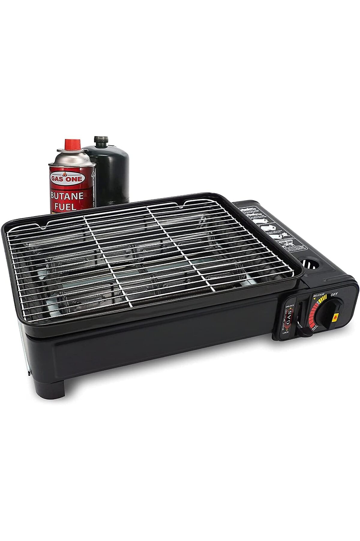 Camping Stove with Barbecue Grill-Butane Camping BBQ Grill Stove for Camping, Hiking, Picni