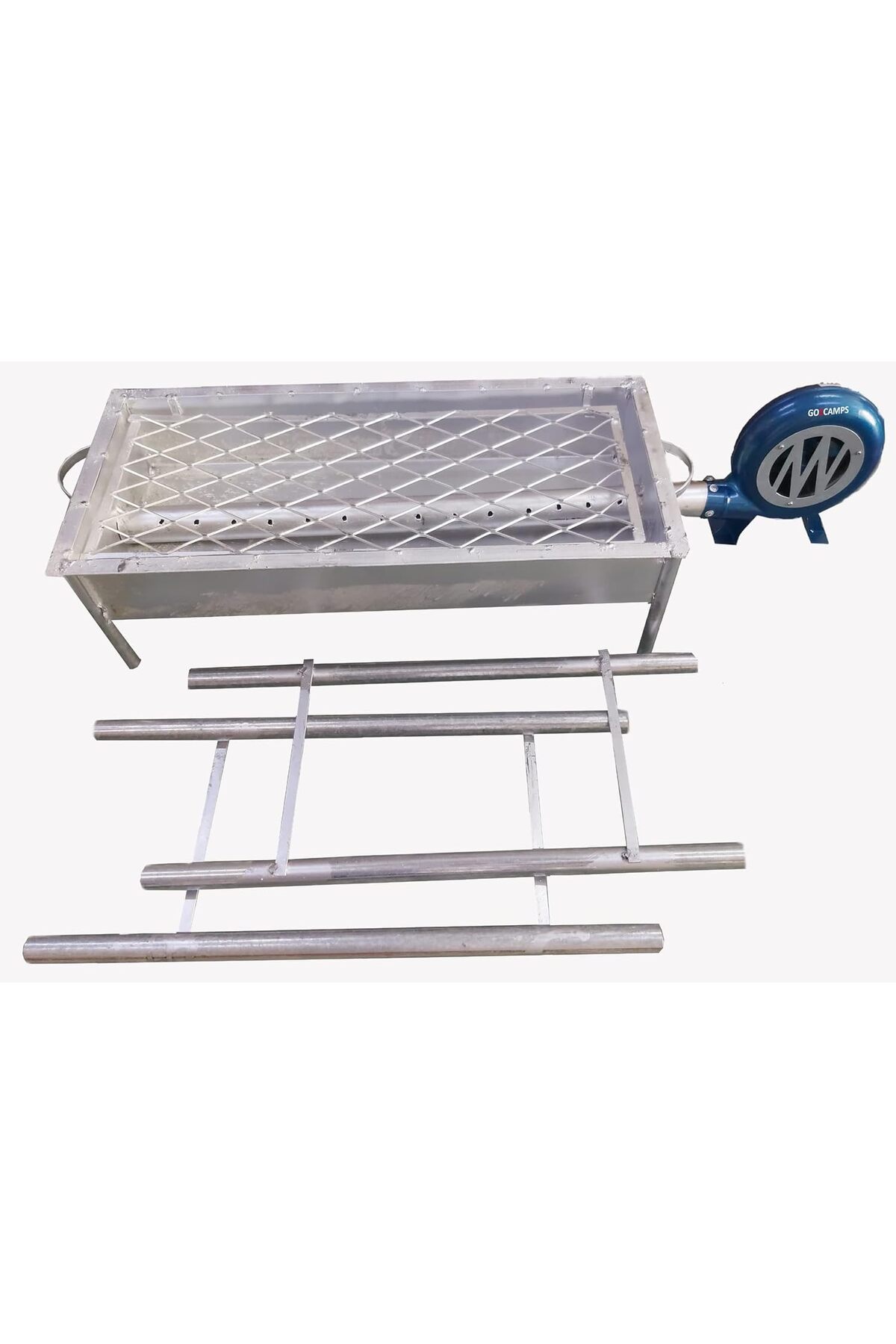 Alsaqer BBQ Grill with Air Maker/Blower Galva Tin Made Barbeque Hand BlowerFan, Adjustable