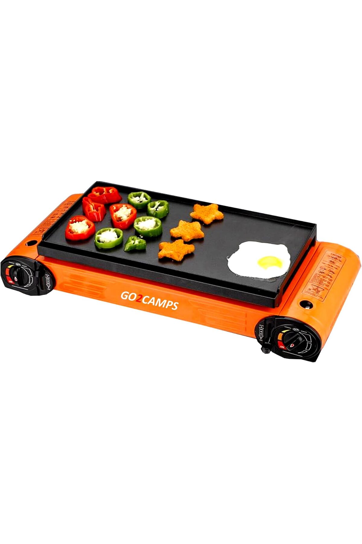 Double Burner Butane Camping Stove with BBQ Grill Tray Caston Hotplate | HumBurger and Set