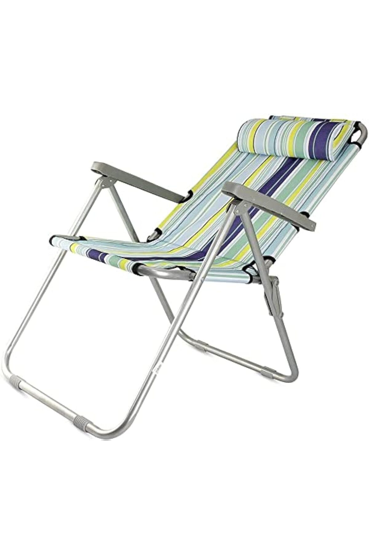 Foldable Camping Chair with Head Rest, Adjustable Positions, Heavy Quality(Black Line)
