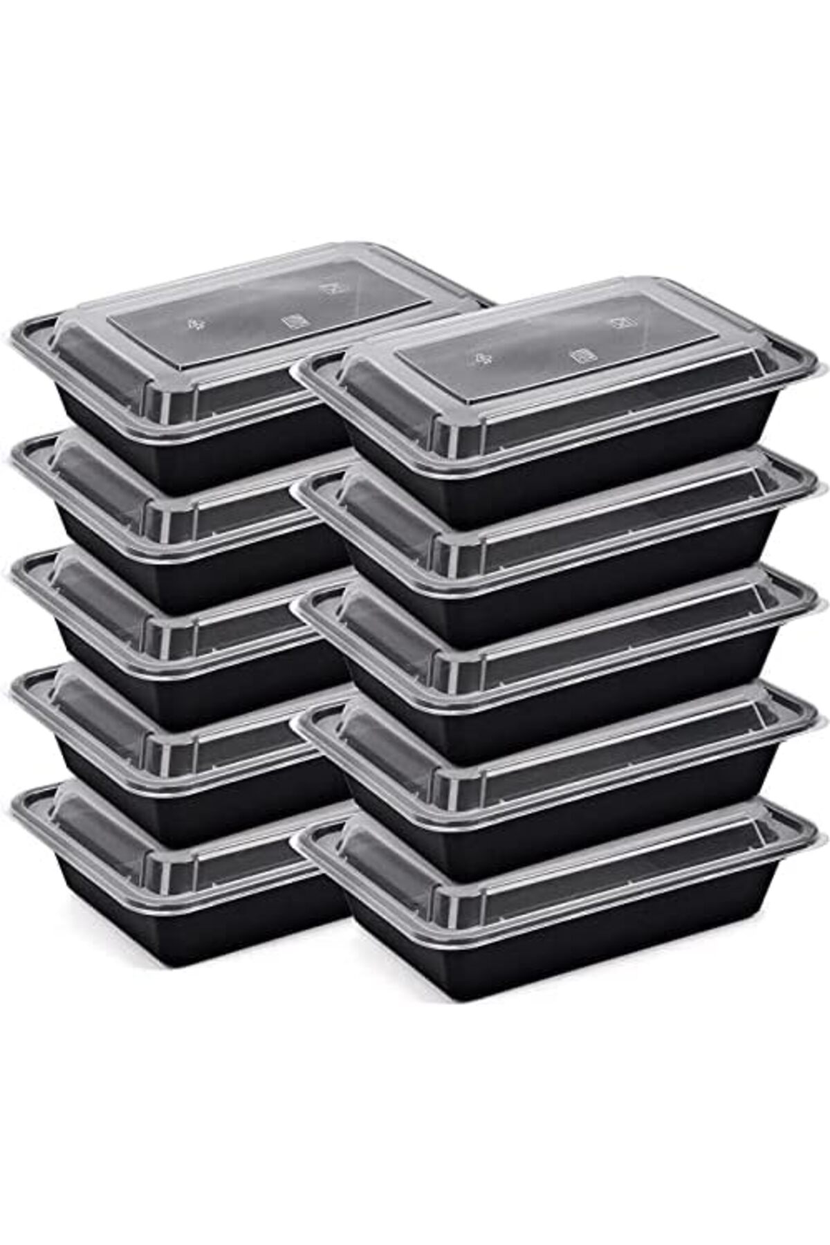 [150 Pack] Compartment Black Base with Lids Food Storage Container (28 oz) RE 28-Full Carton | Dispo