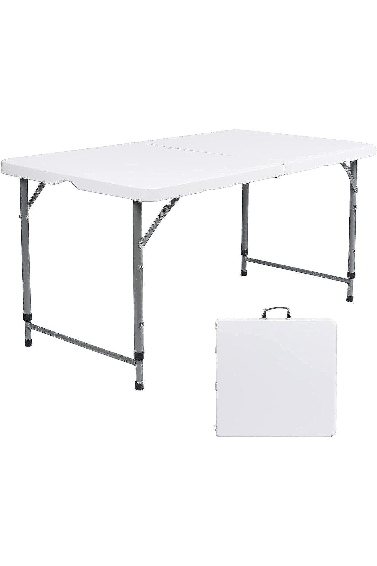 Foldable Camping Table, Lightweight Trestle Outdoor Camping Table, Heavy Duty Plastic Foldi