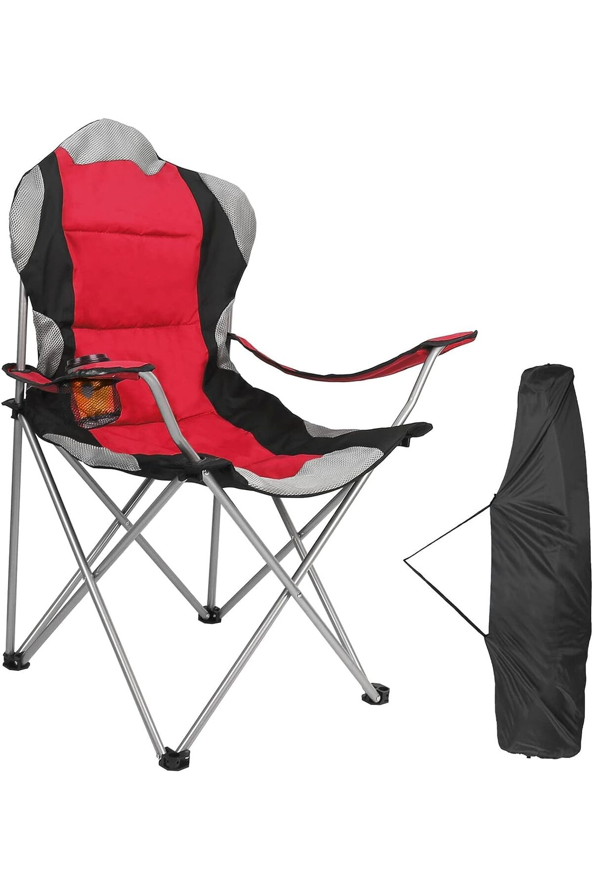 Foldable Camping Chair with Cup Holder Heavy Quality (Red)